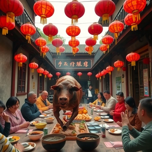 四川乐山市中区：年猪祈福迎新春 千人共享刨汤宴(图1)